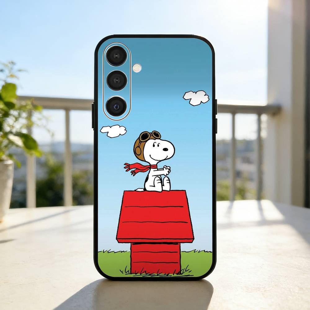 Cute S-Snoopy D-Dog Phone Case For Samsung A73,72,71,A52,51,40,41,A22,A32,31,A13, Soft Black Shell
