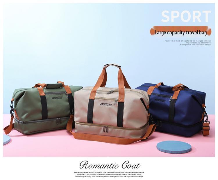 Spacious Gym Bag with Wet/Dry Separation & Shoe Compartment for Yoga & Travel
