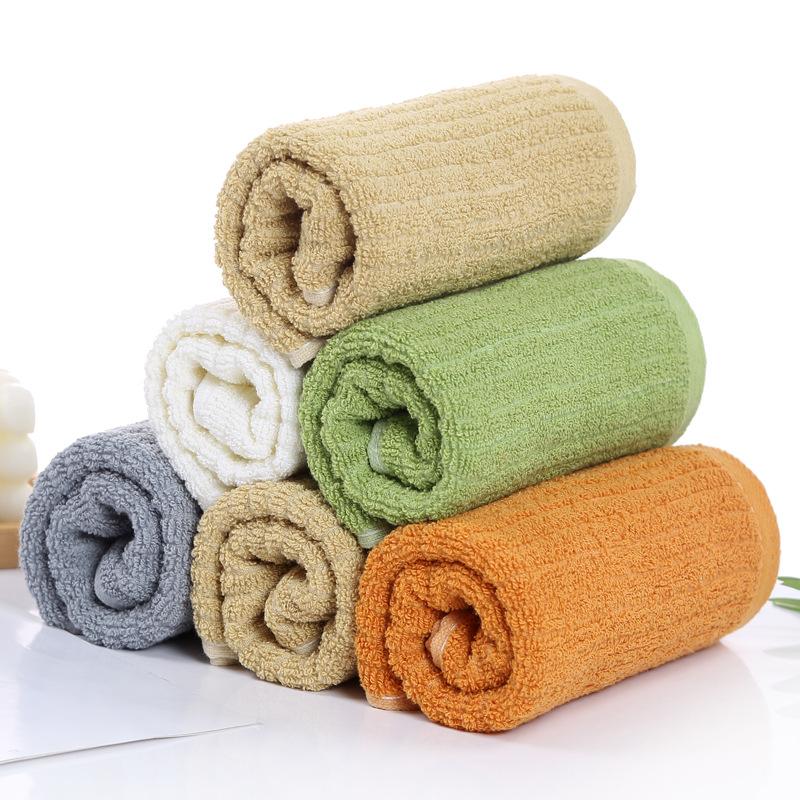 Pure Cotton Towel Labor Protection Home Gift Towel Absorbent Plain Vertical Strip Five-color Cotton Face Towel Wash Face
