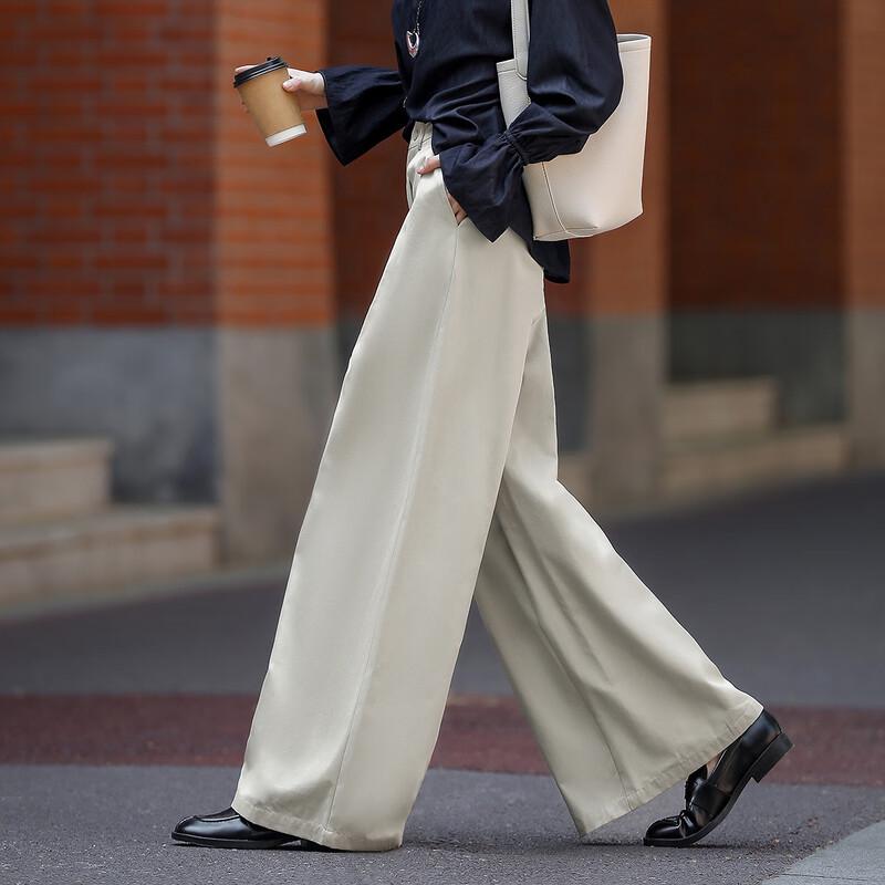 Demana Fall Cloud Cotton Pleated Wide-Leg Commuter Pants
