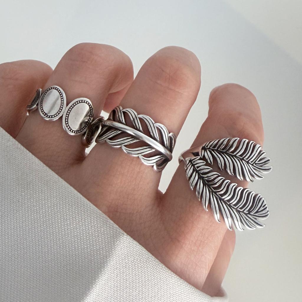 Xiaomi BF CLUB 925 Sterling Silver Ring For Women Jewelry Retro Leaf Open Vintage Handmade Ring Allergy For Party Birthday Gift