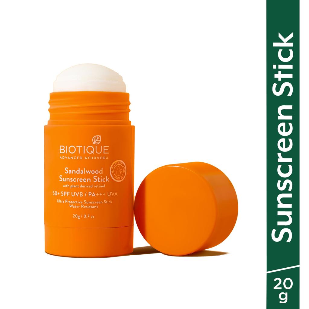 Biotique Sandalwood Sunscreen Stick SPF 50+ | 20Gm | Natural UVA/UVB Protection | Water Resistant | Moisturizing & Non-Greasy