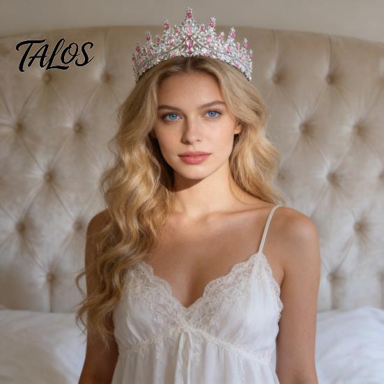 Diamond Appearance Crown Women Sparkling Rhinestones Inlaid Bridal Tiara Secure Fit Rhinestone Lightweight Princess with Curved Ends Pins Hair