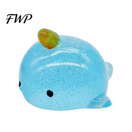 Relaxation Hand Toy Mini Glitter Animal Squeeze Toy, Whale Hedgehog Dolphin Crab Rabbit Stress Reliever Pinch Anxiety Relief Stretchy Ball, синий
