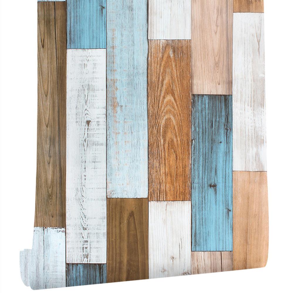 15 Distressed Wood  Self Adhesive Wallpaper Removable Wallpaper Stick And Peel Wood Plank Wallpaper Wardrobe Renovation Stickers