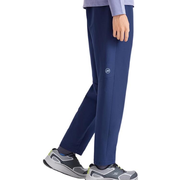 Skechers Comfortable Solid Color Straight Leg Outdoor Casual Pants Men Bottoms Blue P424M078-00DU