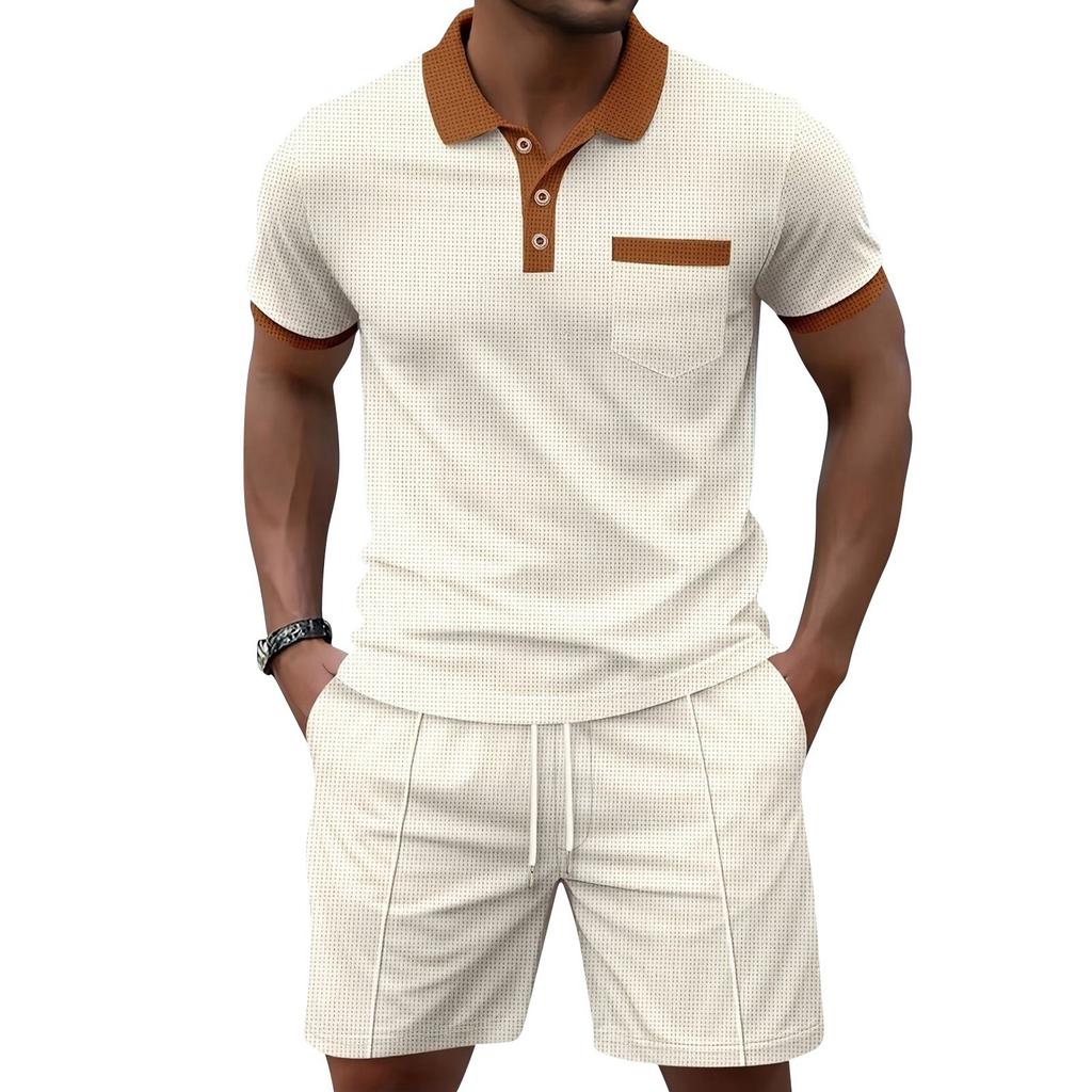 Men's  Collar Short-sleeved Shorts Set - Quick-drying Two-piece Set