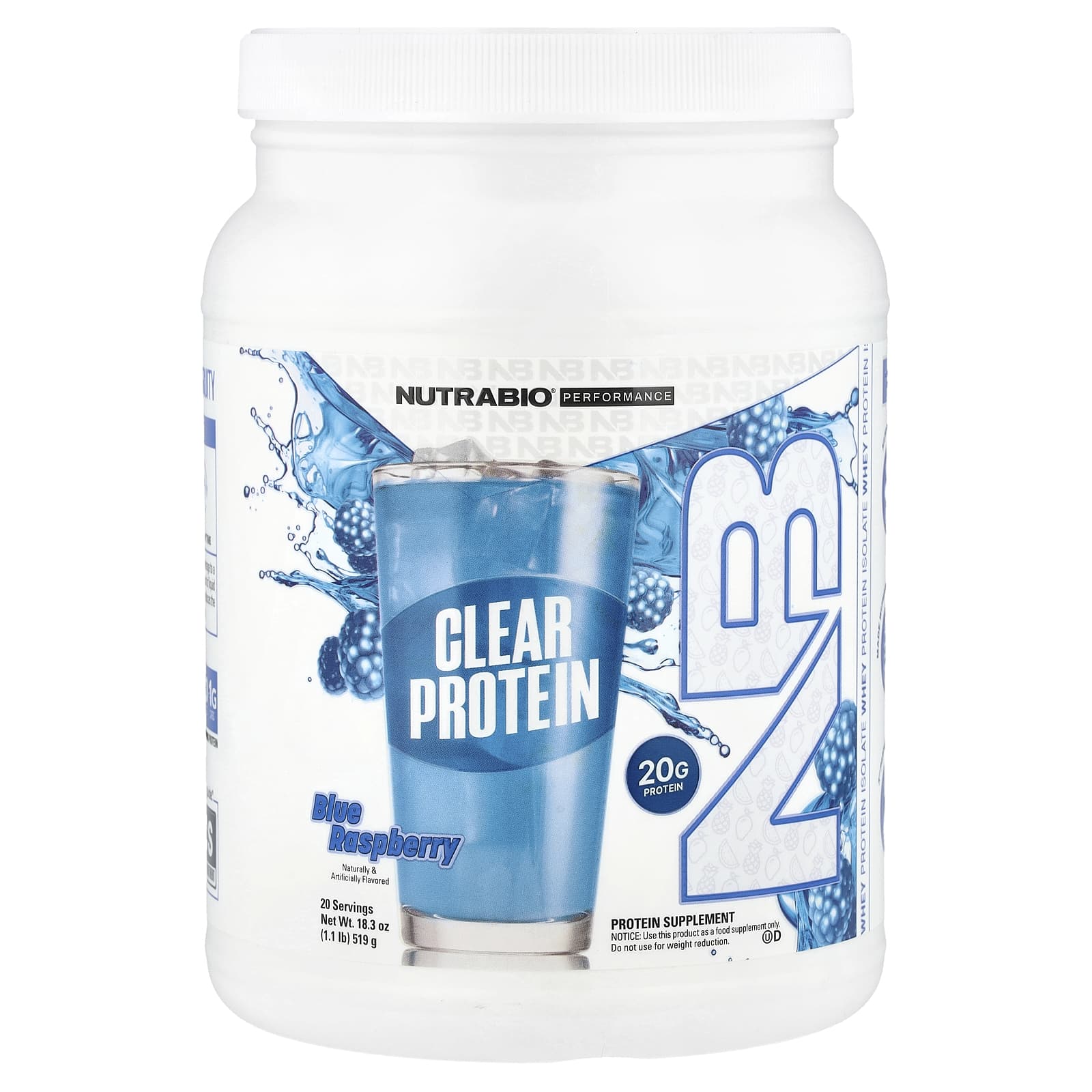 

Athletic Performance, Clear Protein, Blue Raspberry, 519g (1.1Lb)