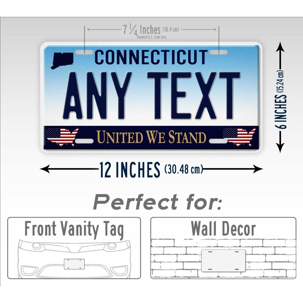 Custom 6x12 Inch Connecticut United We Stand License Plate Metal Tin Sign Novelty Car Garage Wall Decor