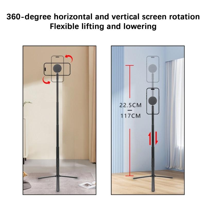 Aluminum Alloy Magnetic Phone Holder With 17mm Ball Head Elbow Adapter Joint 1/4" Thread Converter For Multiple Device