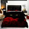3pcsBlack Cat Duvet Cover Pattern Printed Bedding Set 1*Quilt Cover2*Pillowcase Suitable For King Bed Single Bed For All Seasons