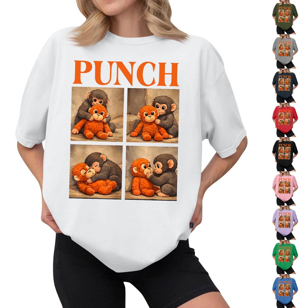 Women's Casual Printed T-Shirt Round Neck Pullover Short Sleeve Top