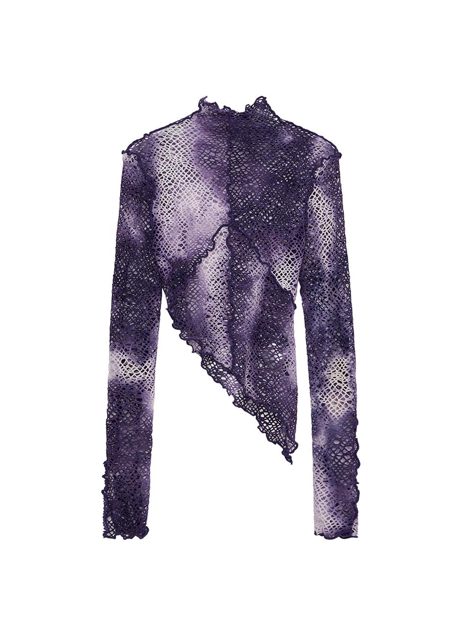 Vegan Tiger Interlock Mock Neck Net Top (Purple) Free