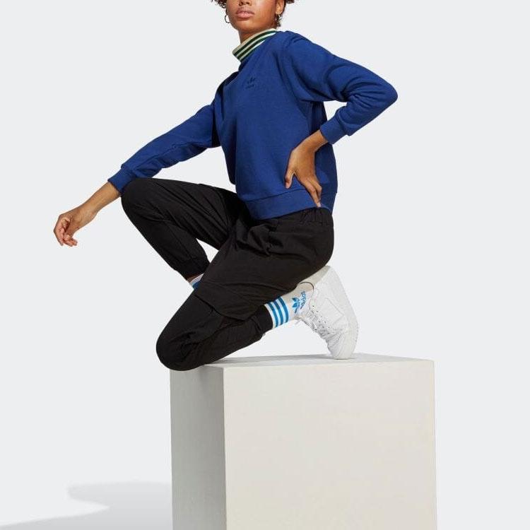 (WMNS) adidas Gerippter Kragen Sweatshirts 'Blau' Damen IC5238