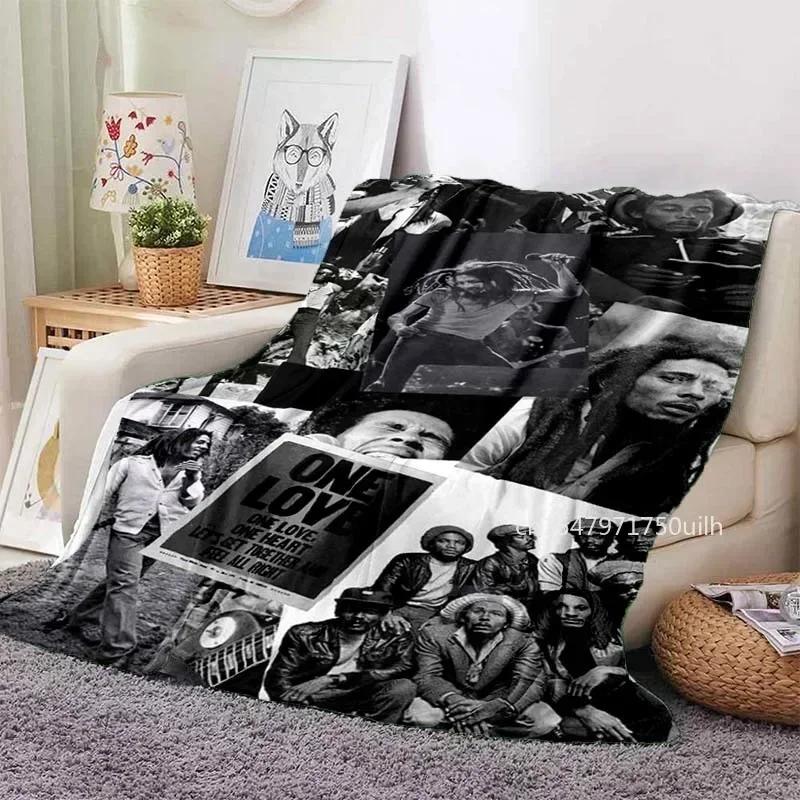Bob Marley Album Blanket Reggae Music Jamaican Style Soft Flannel Blanket Portable Home Travel Sofa Blanket