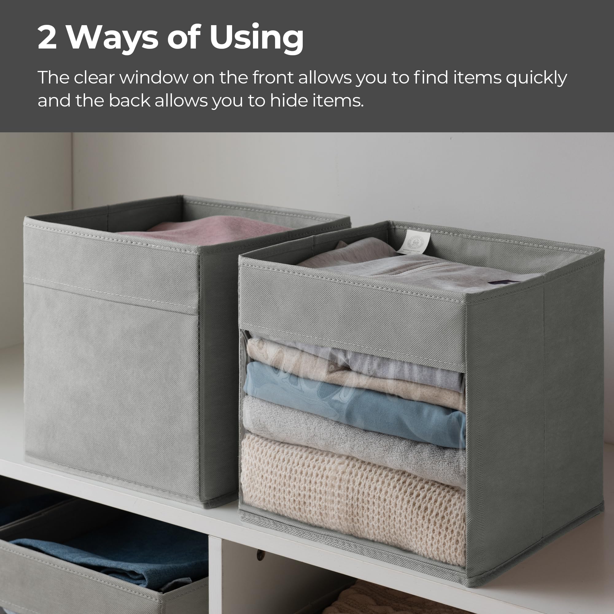 

4шт/комплект кубических контейнеров для хранения, складные кубы для хранения с окном, контейнеры для хранения в шкафу, кубы для хранения одежды, игрушек, книг