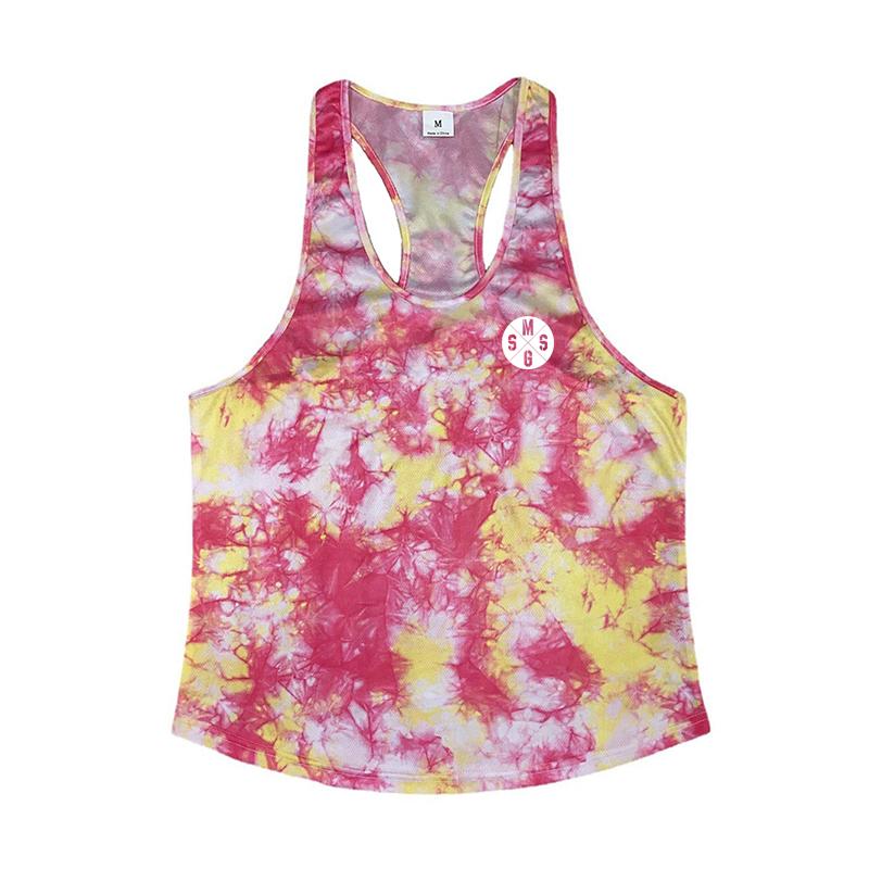 Men’s Gym Clothes New Arrival Summer Breathable Mesh Quick-drying Sleeveless T-Shirt Bodybuilding Printed Tank Top