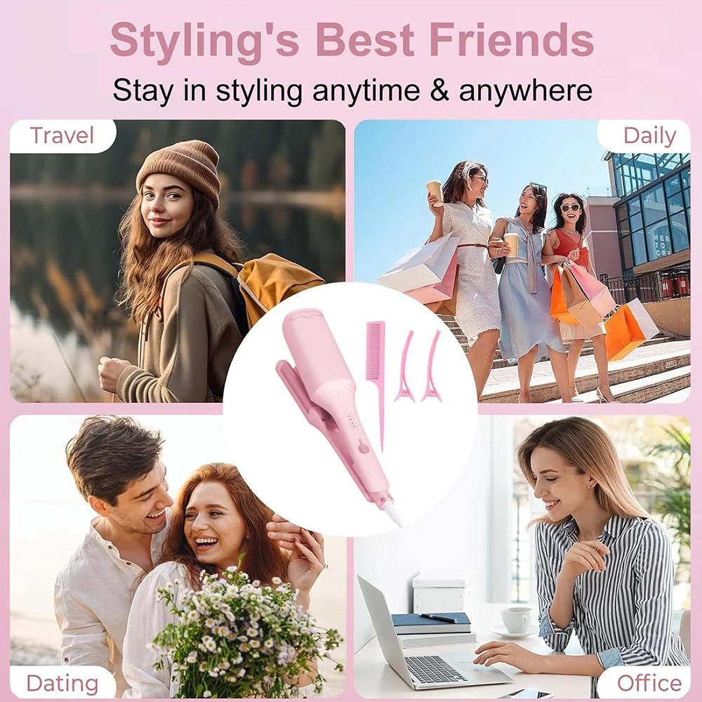 1.25 Inch Deep V-shaped Hair Curling Iron Ghost Waves Wave Perm Tourmaline Hair Curler With Multiple Temperature Girls Women Gifts