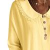 Women Shirt Loose Fit Three-Quarter Sleeve Blouse with Lace Neckline Cuffs Button Placket Summer Spring Casual