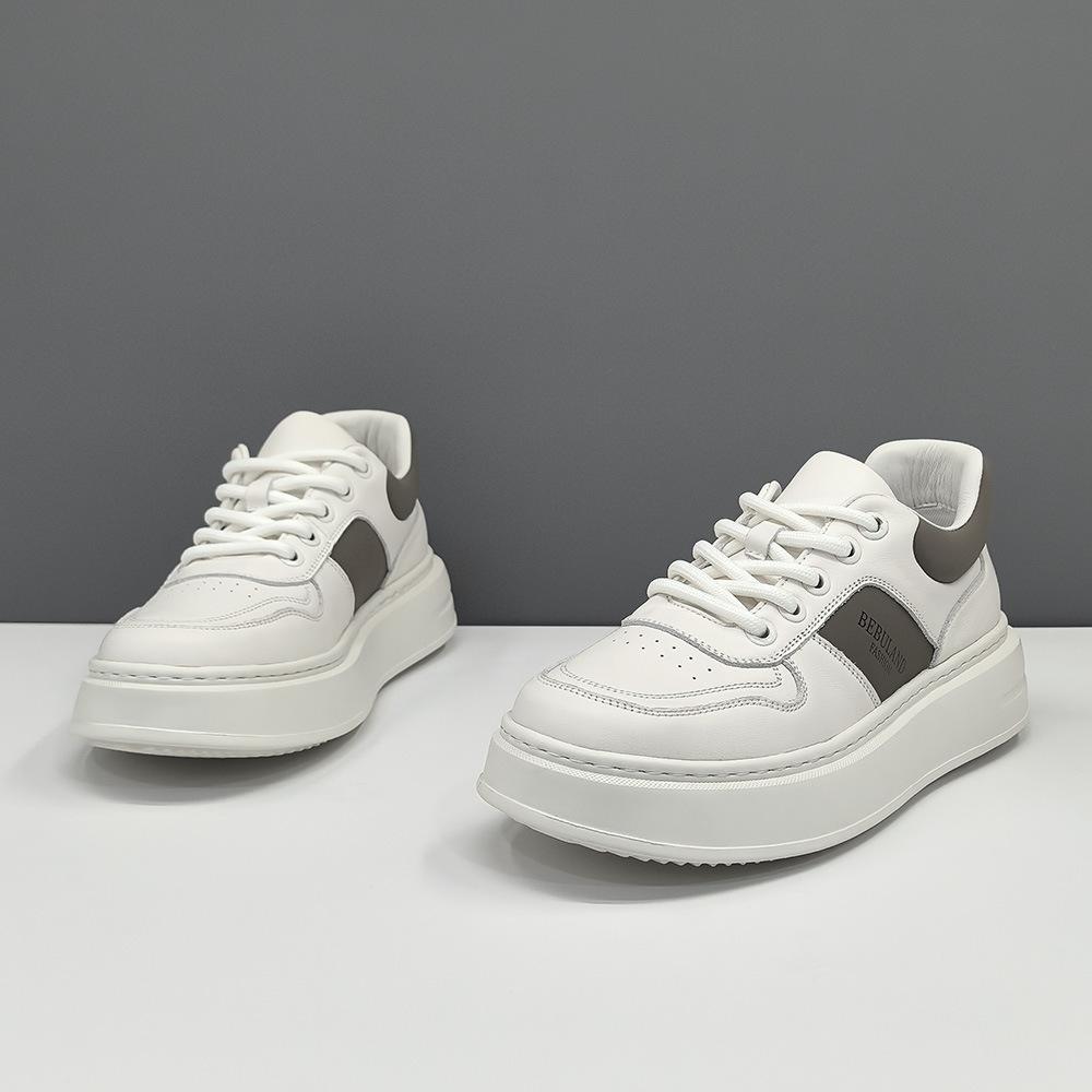 Raw Leather Sports and Leisure Shoes, White Board Shoes, Trendy Shoes, High-end Light Luxury