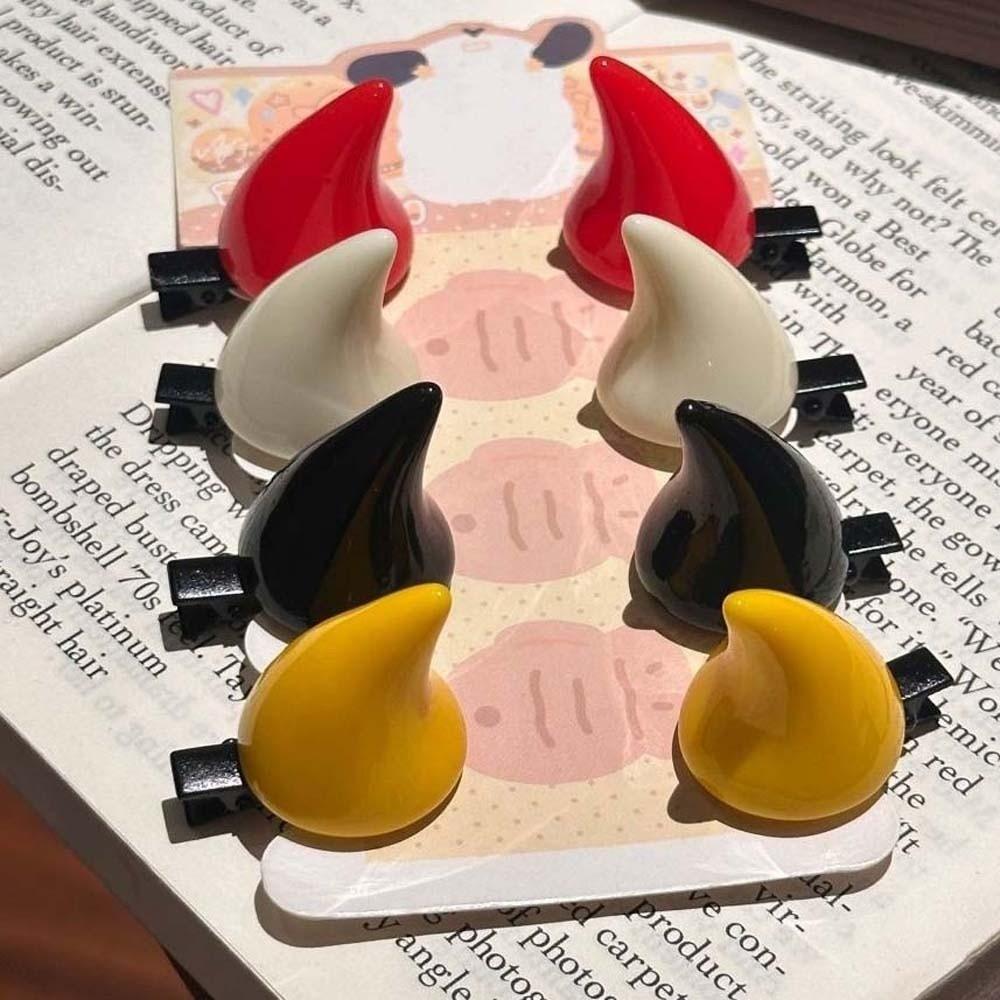 Resin Devil Horn Hairpins Miniature Ox Horn Hair Clips Demon Horn Barrettes  Anime Expo