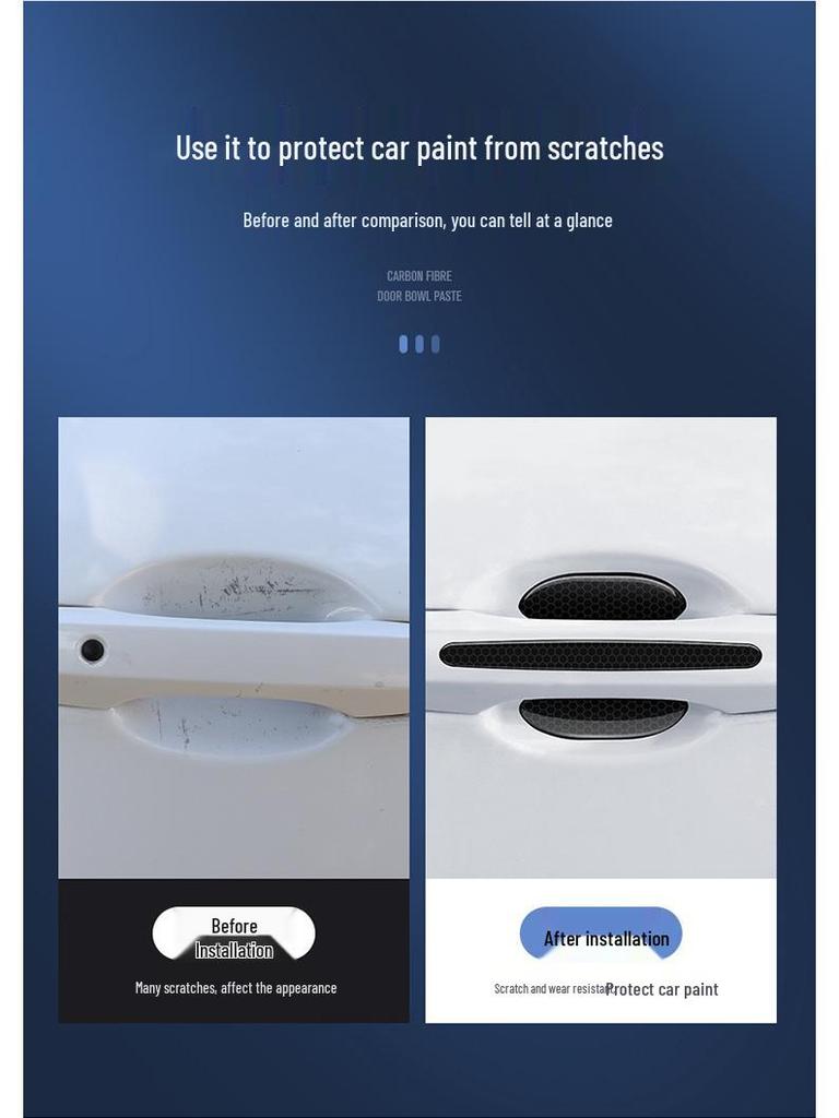 Autocolant Protectiv Reflectorizant Romb pentru Mânerele Ușilor Mașinii - Anti-Coliziune & Rezistent la Zgârieturi, Negru