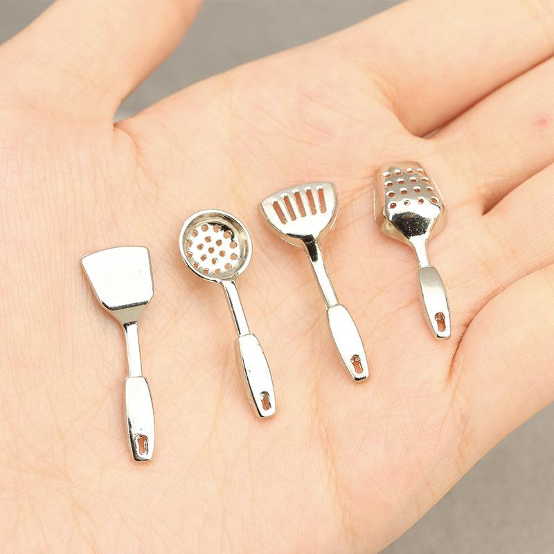 1Set 1/12 Dollhouse Simulation Miniature Spatula Spoon Set Doll Home Kitchen Utensils Decor Dolls House Pretend Play Toys