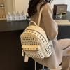 Ins Rivet Backpack for Women New Fashion College Student Schoolbag Pu Casual Travel Backpack Cross-border