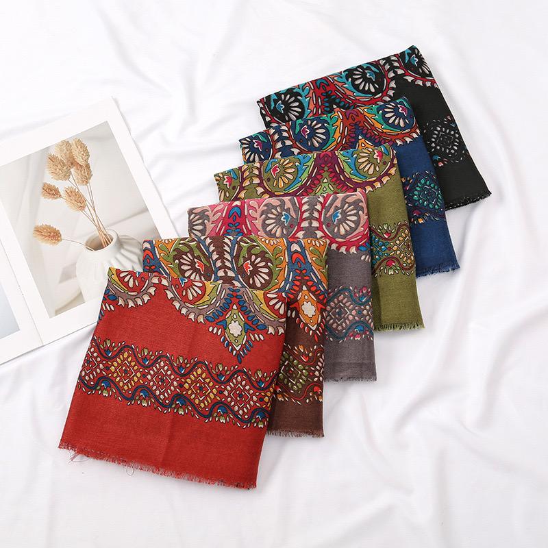 180*90Cm Winter Thick Viscose Scarf Women Aztec Paisley Floral Cotton Shawls And Wraps Pashmina Stole Bufandas Muslim Sjaal