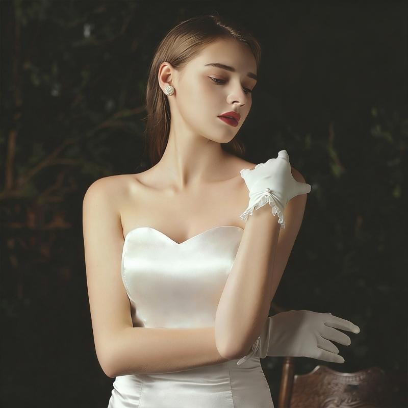 Evening Short Gloves Frill White for Wedding Proms for Women and Girls 1920s Theme Musical Operas Dancing