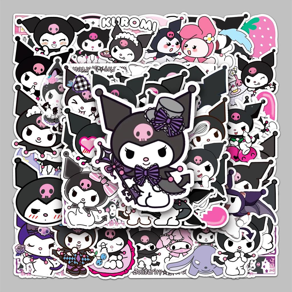 50 Anime Kuromi Cartoon Stickers for Journals, Suitcases, Cars, Fridges - Decorative and DIY Graffiti Set
