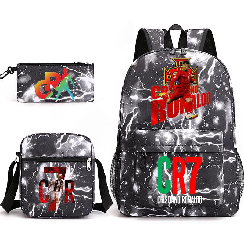 Mochila escolar de gran capacidad con correa para el hombro; set de tres piezas para estuche de lápices de estudiante