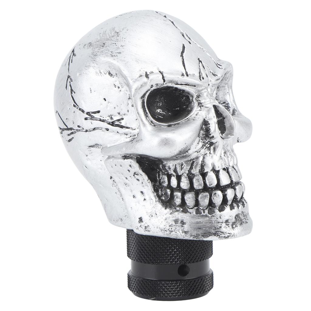 Skull Gear Shift Head Resin Shifter Knob Car Transmission Shifting Stick Handle for Most Manual Vehicles Silver