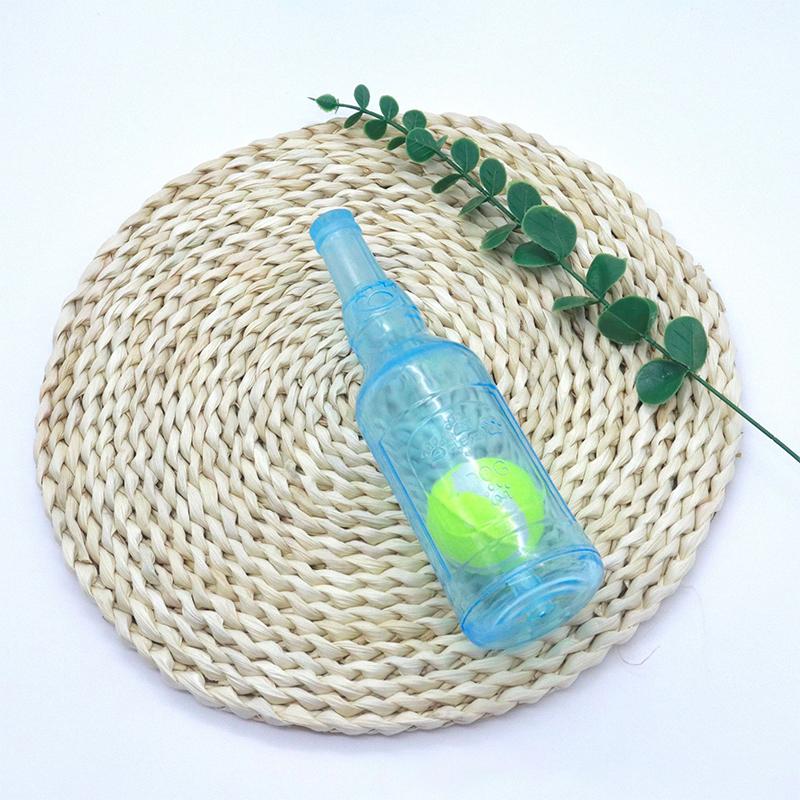 Pet Chew Toy Beer Bottle Dog Sound-Making Chew-Resistant Teething Toys Empty Bottle or with Tennis Ball Pets Interactive Toys
