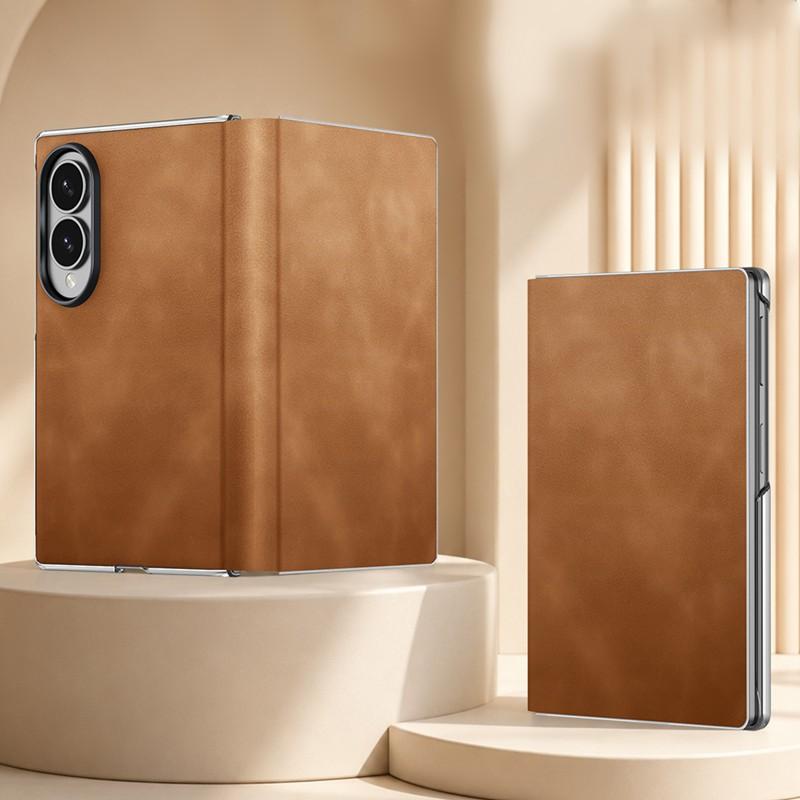 Custodia per Telefono in Pelle di Agnello Retro per Samsung Galaxy Z Fold 8 Fold 7 Fold8 Ultra Lusso Protezione Cerniera Cover Sottile Antiurto