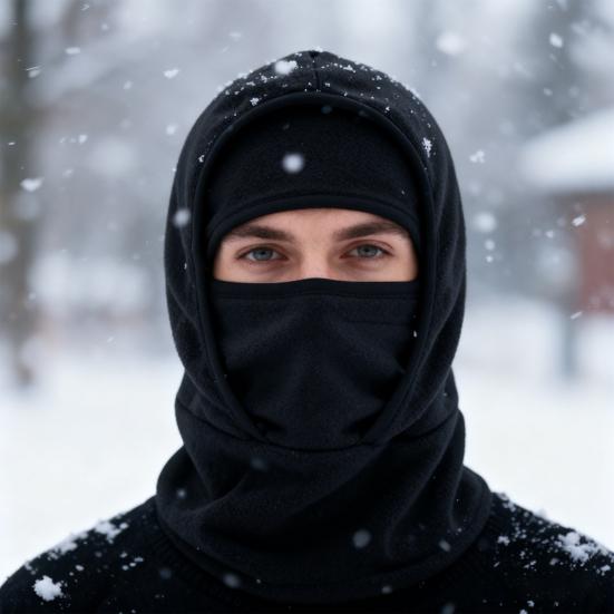 Skiing Headgear Outdoor Winter Warm Hat 3-in-1 Integrated Thermal Hood Scarf Face Guard Sports Running Hat