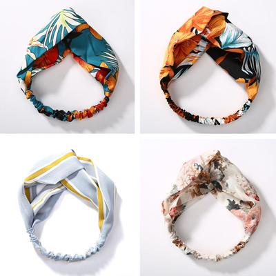 Mode Frauen Mädchen Turban Elastische Haaraccessoires Wrap Karomuster Knoten Stirnband Haarband für Frauen Mädchen Gestreifte Kopfbedeckung Geschenk