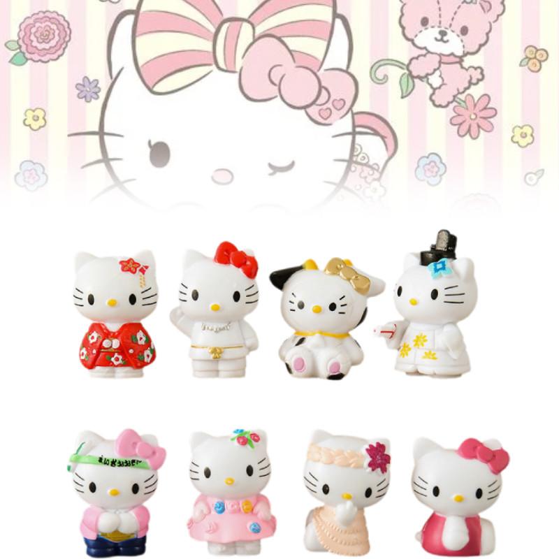 Adorable 8 Piece Hello Kitty Cartoon Figurine Collection Pvc Toy Set For Display