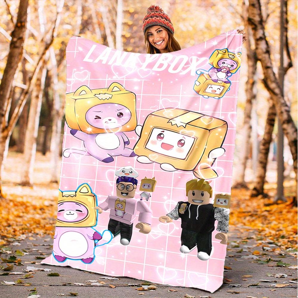 

1pc LankyBox, Cute, Characters Digital Printed Flannel Blanket, Super Soft Plush Fleece Bed Cover, Multipurpose Four Season Blanket for Sofa 150x180cm