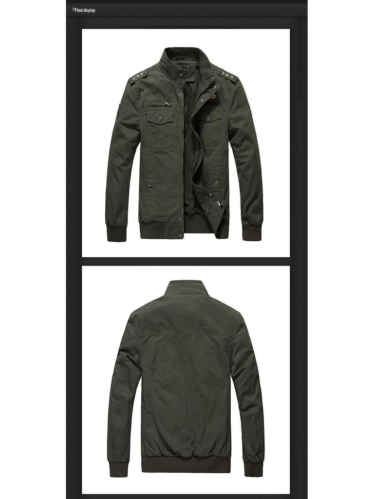 Giacca Militare in Pile di Cotone da Uomo Primavera/Autunno 2026, Capo d'Abbigliamento da Lavoro Taglie Forti, Moda Uomo
