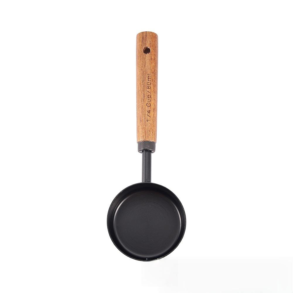 8-Piece Stainless Steel Measuring Cup & Spoon Set with Titanium Gold & Wooden Handles