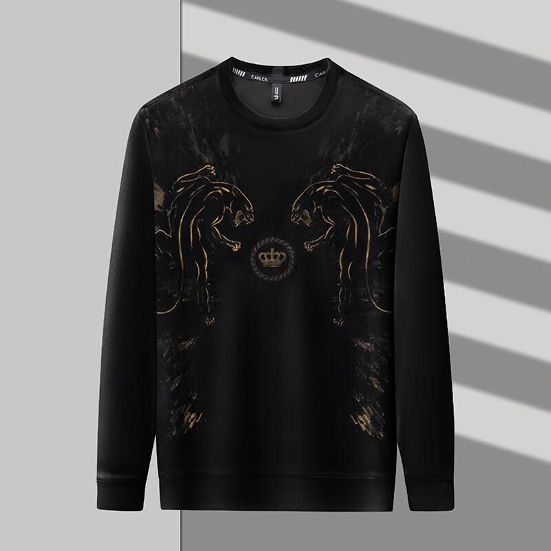 Firstview Men's Digital Print Velvet Long Sleeve Sweatshirt