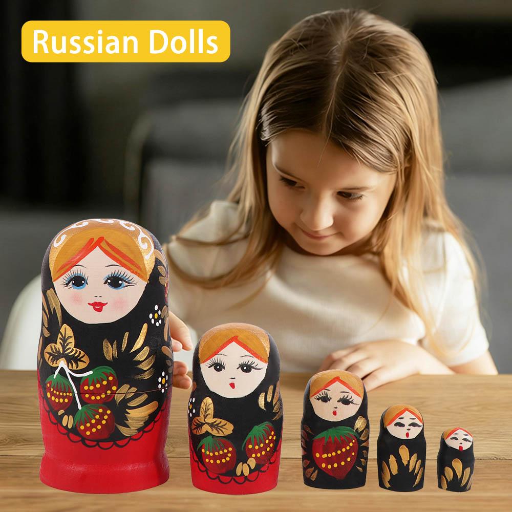 Strawberry Girls Matryoshka Doll Handmade Russian Nesting Doll Classic Nesting Dolls  Kids Toy