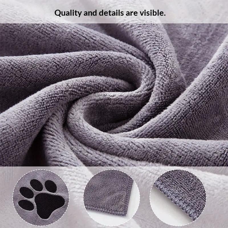 35*75 50*100Cm Microfiber Pet Bath Towel Embroidered Super Soft Absorbent For Cats Dogs Grooming