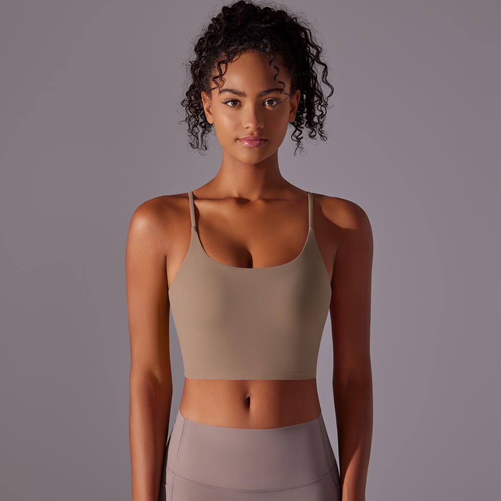 New Camisole Sports Bra With Beautiful Back, Nude And Tight Fitting Yoga Bra, Worn For Running And Fitness, Top For Women