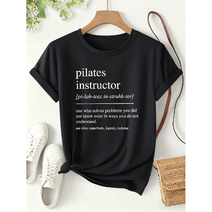 Pilates Instructor Funny Definition Print for Women T Shirt 2026 Funny Style Short-sleeve Shirts for Spring and Summer Teaching Everyday Wear of