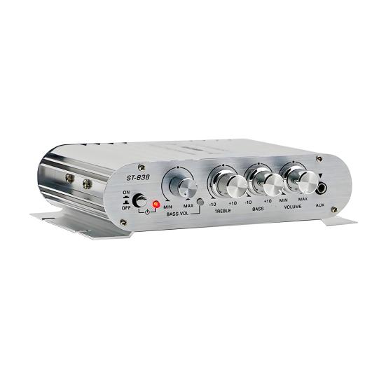 ST-838 2.1 Channel Amplifier Aluminum Alloy HiFi Power Amplifier Bass And Treble Adjustment Stereo Audio Amplifier for Car Home Use