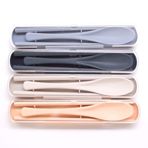 Sunny Life Design Chopsticks and Spoon Combo Set for Lunch Boxes, Dishwasher Safe, TAB.LAB Tip, Antibacterial Finish, Navy, Made In Japan