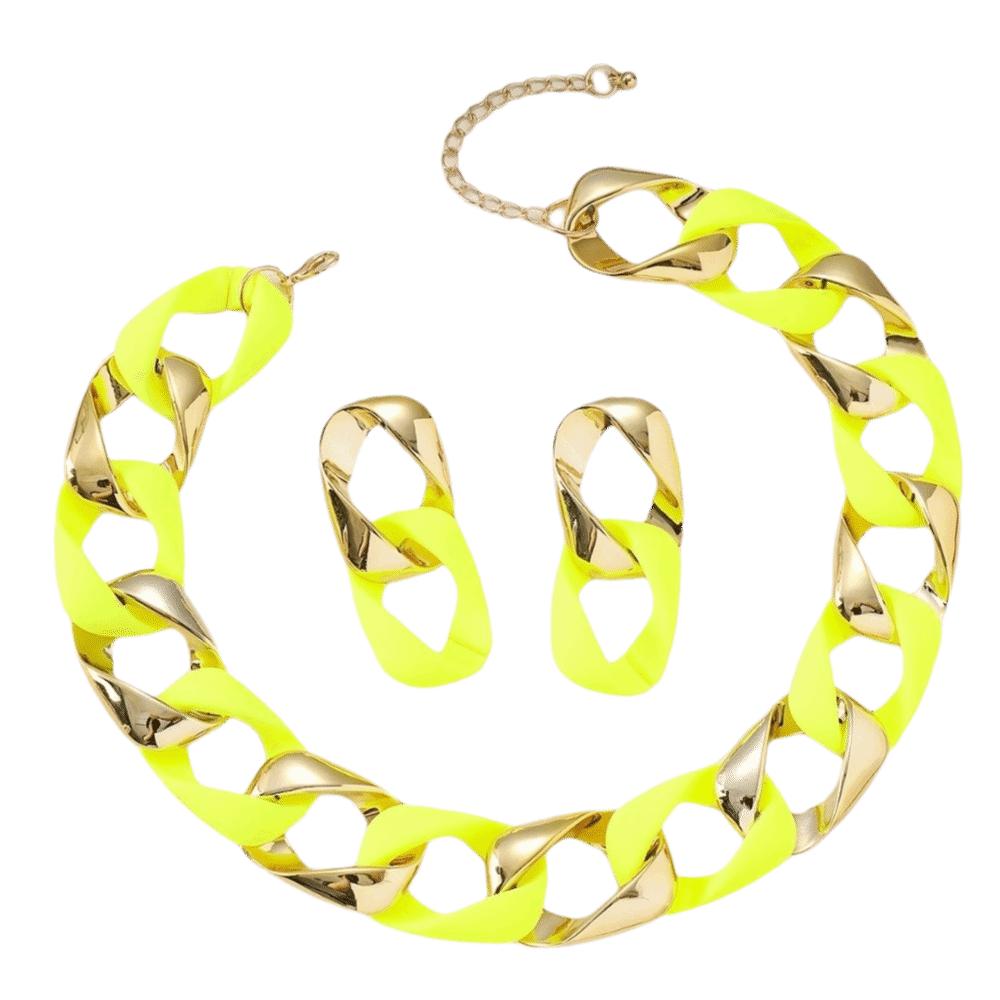 Hollow-out Chain Necklace Earrings Large Exaggerated Jewelry Temperament Jewelry Set  Urban Fashion