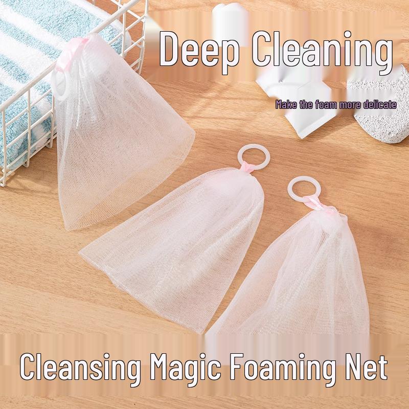 Double Layer Mesh Soap Bag Facial Cleanser Foaming Net Washcloth